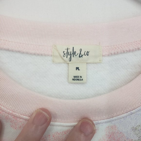 Style & Co Pink Camo Sweatshirt Petite Large *Flawed* (AP) - Picture 3 of 9